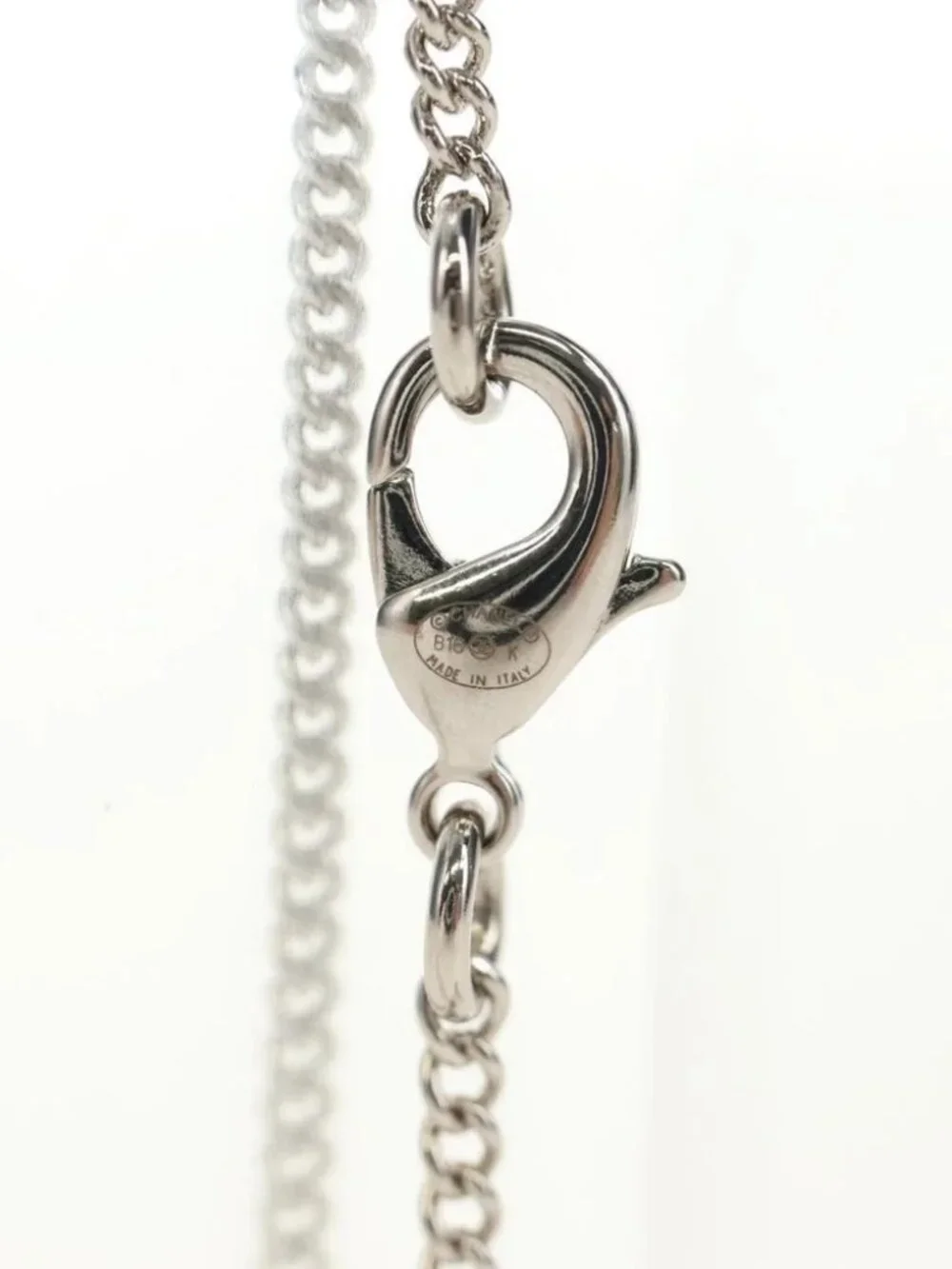 CHANEL COCO Mark Cat Necklace metal Silver CC Auth 184248M